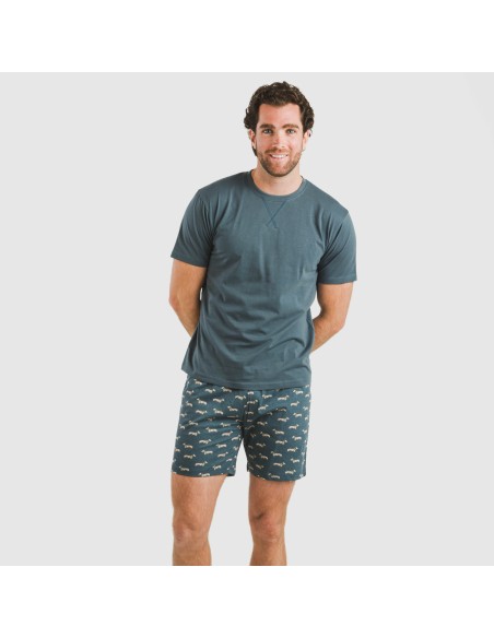 Pigiama corto cotone uomo Alexandro turchese