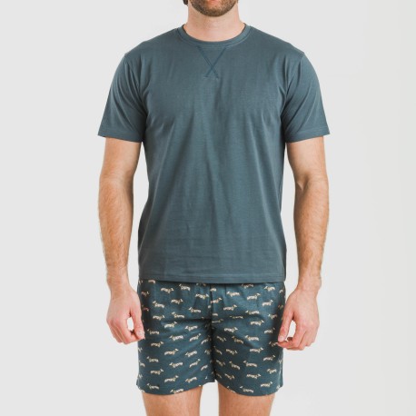 Pigiama corto cotone uomo Alexandro turchese