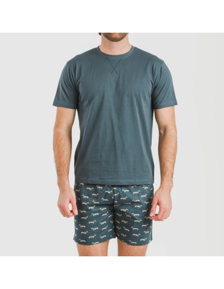 Pigiama corto cotone uomo Alexandro turchese