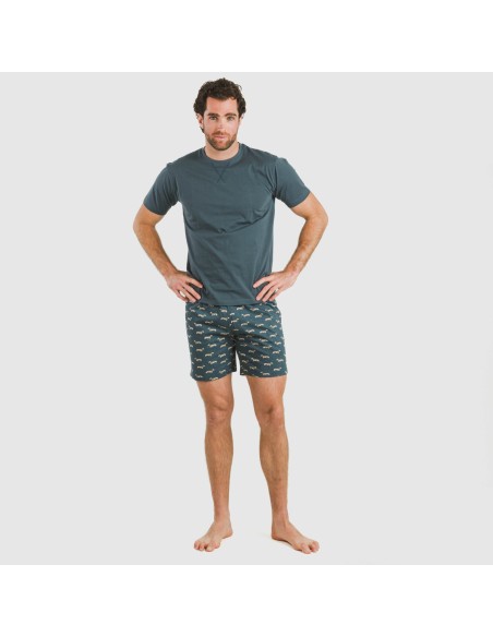 Pigiama corto cotone uomo Alexandro turchese