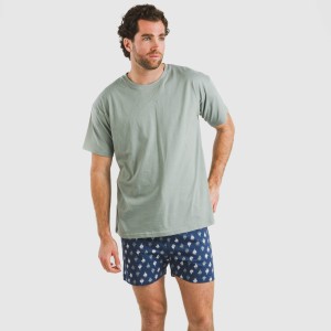Pigiama corto cotone uomo Hawat grigio verdoso