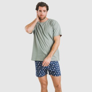 Pigiama corto cotone uomo Hawat grigio verdoso 2