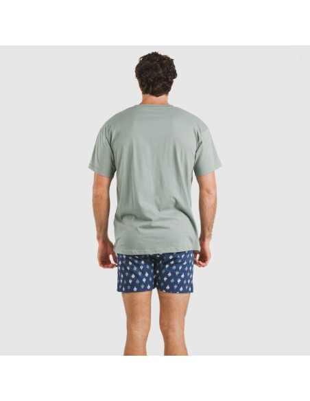 Pigiama corto cotone uomo Hawat grigio verdoso