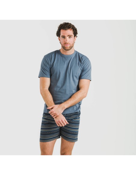 Pigiama corto cotone uomo Evelio blu navy Pigiama corto cotone uomo Evelio blu navy