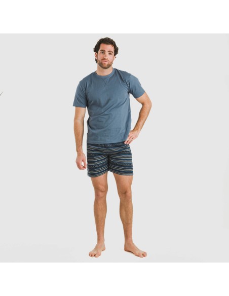 Pigiama corto cotone uomo Evelio blu navy Pigiama corto cotone uomo Evelio blu navy