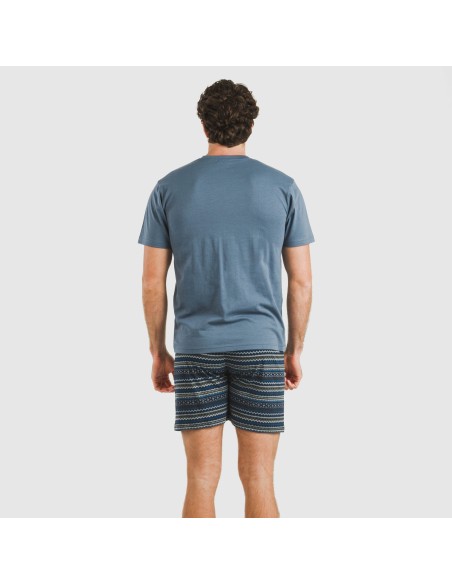 Pigiama corto cotone uomo Evelio blu navy Pigiama corto cotone uomo Evelio blu navy