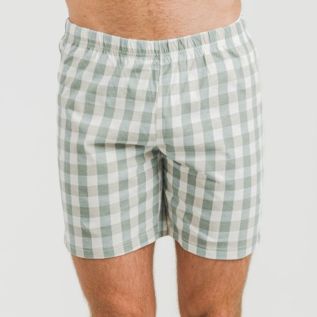 Pigiama corto cotone uomo Cuadro Poli turchese