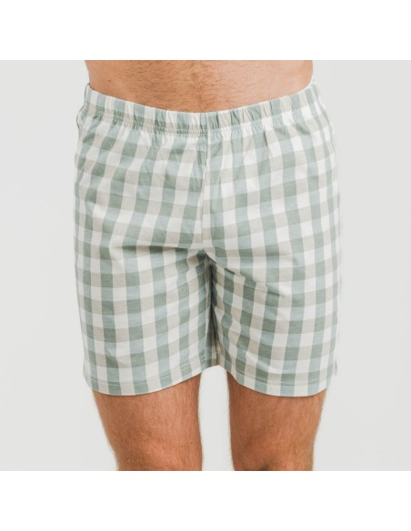 Pigiama corto cotone uomo Cuadro Poli turchese