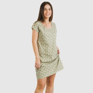 Vestito manica corta con bottoni cotone Medusa verde militare 2