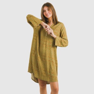 Camicia lunga viscosa Silda verde militare