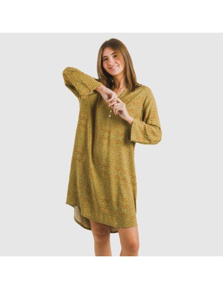 Camicia lunga viscosa Silda verde militare Camicia lunga viscosa Silda verde militare