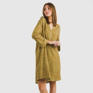 Camicia lunga viscosa Silda verde militare 2