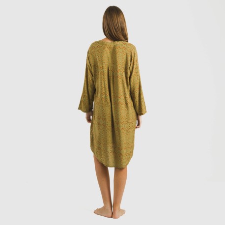 Camicia lunga viscosa Silda verde militare