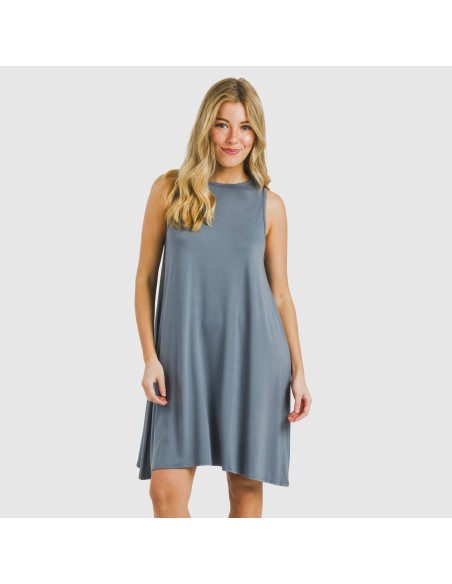 Vestito corto canotta viscosa tinta unita