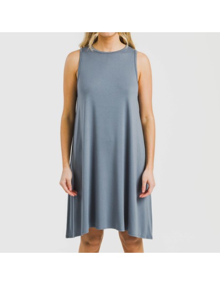 Vestito corto canotta viscosa tinta unita