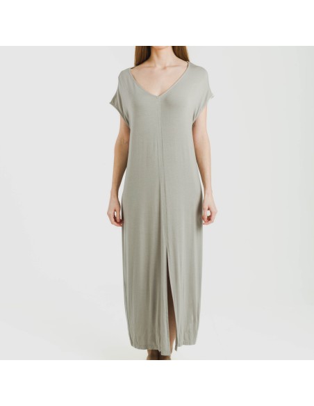 Vestito lungo manica ampia viscosa tinta unita Vestito lungo manica ampia viscosa tinta unita