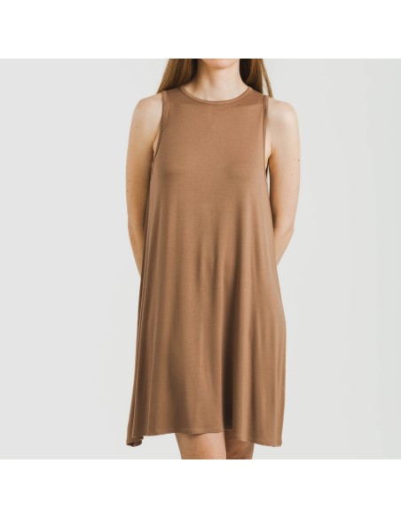 Vestito corto canotta viscosa tinta unita