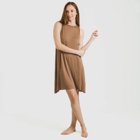 Vestito corto canotta viscosa tinta unita