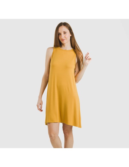 Vestito corto canotta viscosa tinta unita