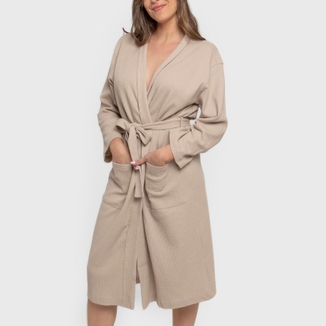 Accappatoio a nido d'ape tinta unita