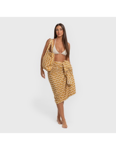 Pack Telo mare pareo + Borsa Calsita ocra