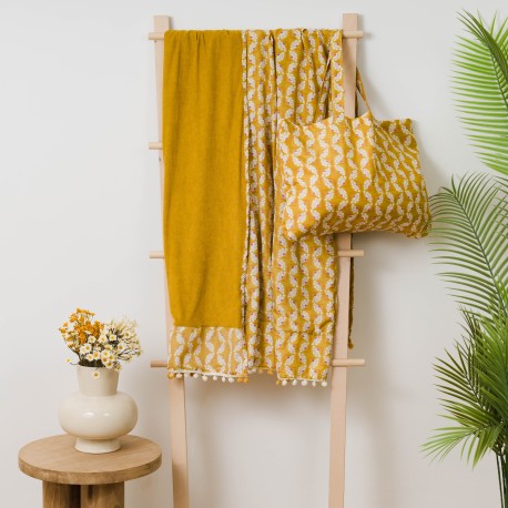 Pack Telo mare pareo + Borsa Calsita ocra