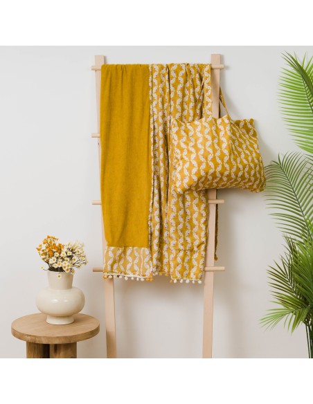 Pack Telo mare pareo + Borsa Calsita ocra