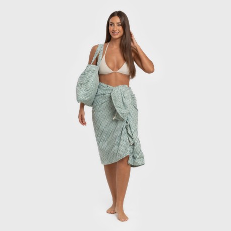 Pack Telo mare pareo + Borsa Walia blu acqua