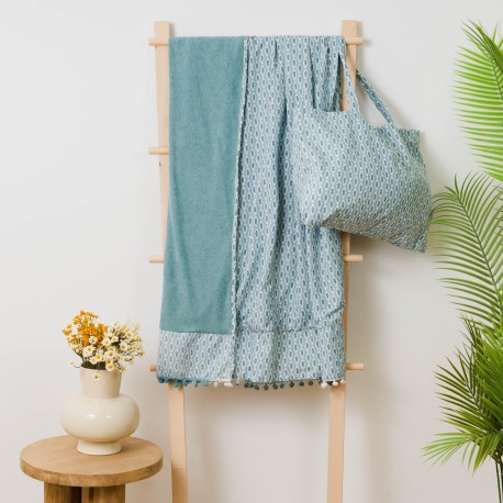 Pack Telo mare pareo + Borsa Walia blu acqua