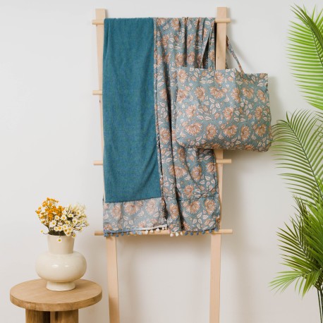 Pack Telo mare pareo + Borsa Venus blu acqua