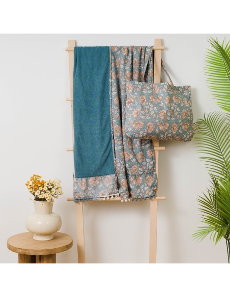 Pack Telo mare pareo + Borsa Venus blu acqua Pack Telo mare pareo + Borsa Venus blu acqua