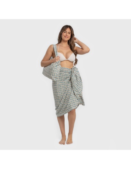 Pack Telo mare pareo + Borsa Eloina blu acqua Pack Telo mare pareo + Borsa Eloina blu acqua