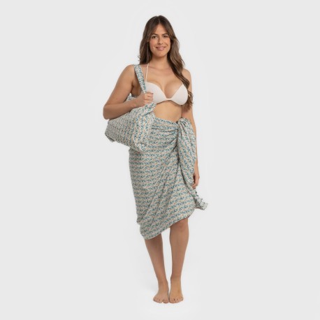 Pack Telo mare pareo + Borsa Eloina blu acqua