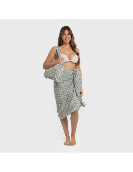 Pack Telo mare pareo + Borsa Eloina blu acqua Pack Telo mare pareo + Borsa Eloina blu acqua