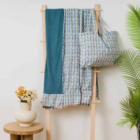 Pack Telo mare pareo + Borsa Eloina blu acqua