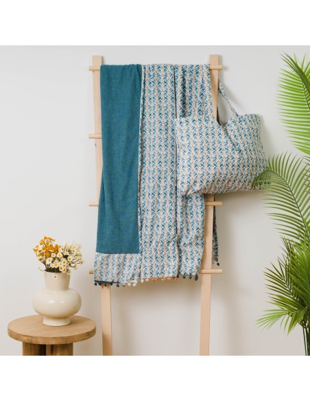 Pack Telo mare pareo + Borsa Eloina blu acqua Pack Telo mare pareo + Borsa Eloina blu acqua