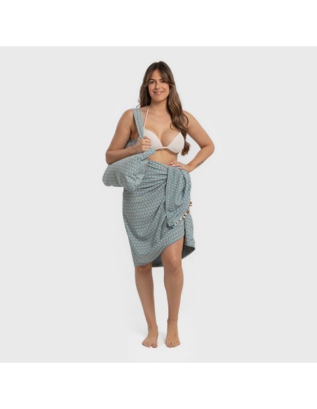 Pack Telo mare pareo + Borsa Dulcinea blu acqua