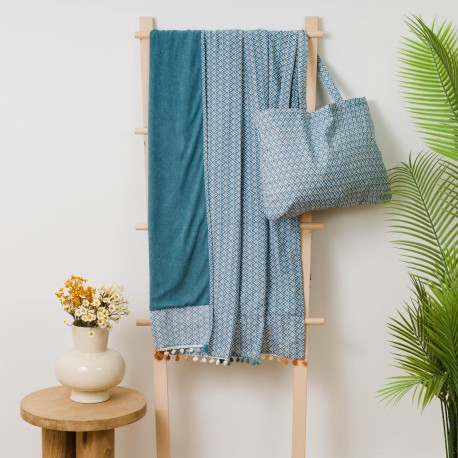 Pack Telo mare pareo + Borsa Dulcinea blu acqua