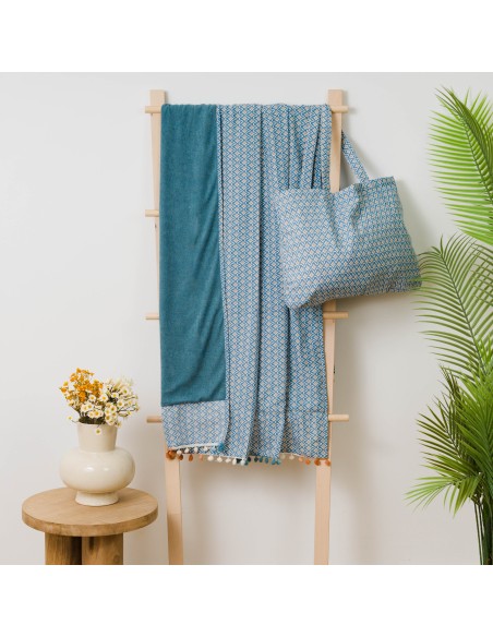 Pack Telo mare pareo + Borsa Dulcinea blu acqua