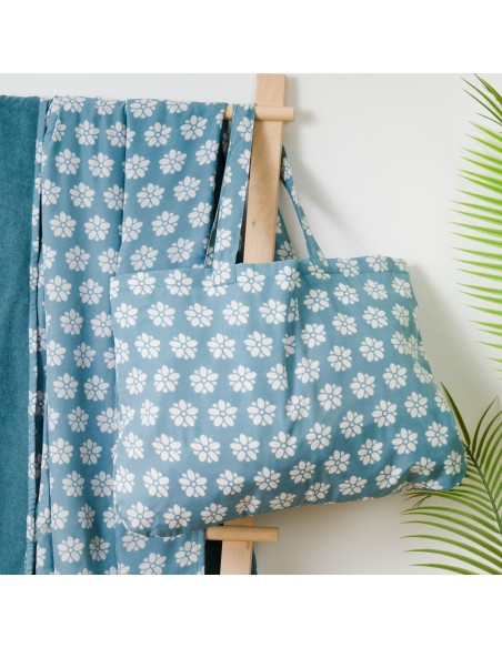 Pack Telo mare pareo + Borsa Albena blu acqua