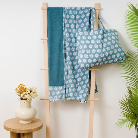 Pack Telo mare pareo + Borsa Albena blu acqua