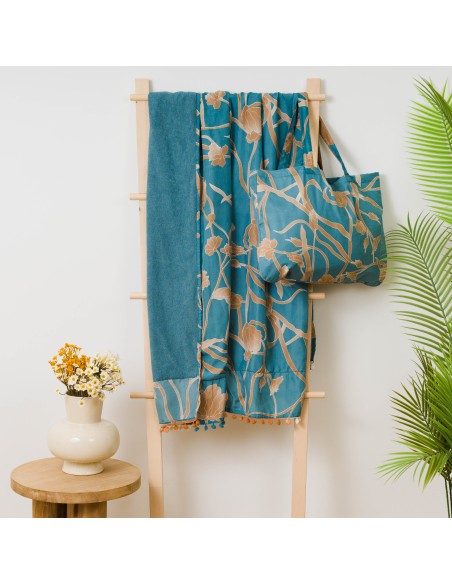 Pack Telo mare pareo + Borsa Bellita blu acqua