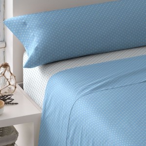 Set di lenzuola cotone Verso reversibile indaco