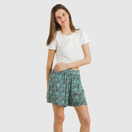 Pantaloni corti viscosa bambula Malura blu acqua