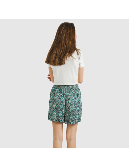 Pantaloni corti viscosa bambula Malura blu acqua Pantaloni corti viscosa bambula Malura blu acqua