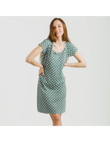 Vestito manica corta con bottoni cotone Narciso indaco Vestito manica corta con bottoni cotone Narciso indaco