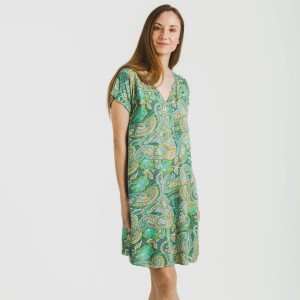 Vestito corto manica ampia viscosa bambula Patme verde 2