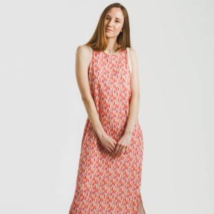 Vestito lungo canotta raso Aries arancione - rosa