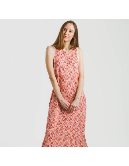 Vestito lungo canotta raso Aries arancione - rosa Vestito lungo canotta raso Aries arancione - rosa