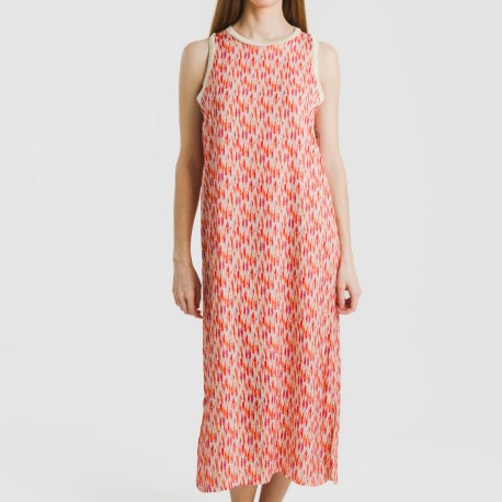 Vestito lungo canotta raso Aries arancione - rosa